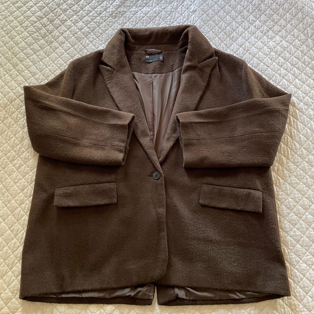 ASOS Curve Smart Oversized Grandad Brown Blazer
